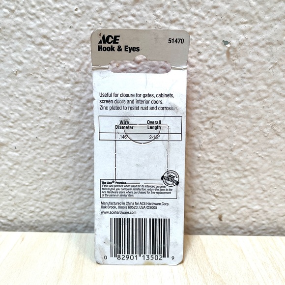 Hook & Eye Pack NEW ACE Hardware. #51470x 2-1/2 inch. 2 Sets. - Picture 2 of 3
